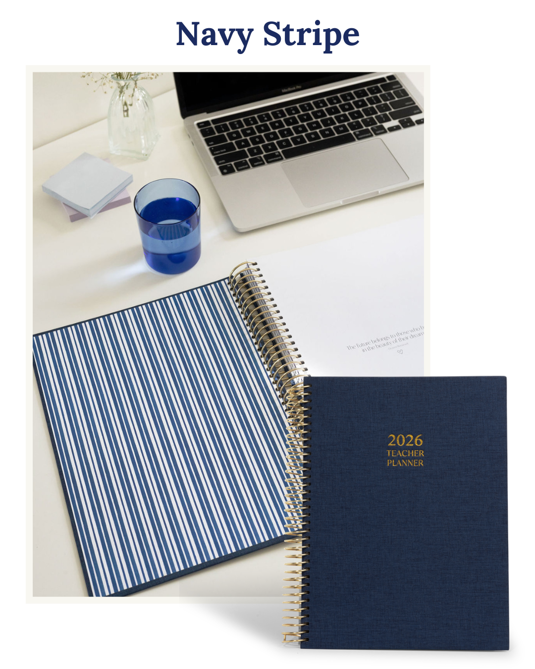 2026 Weekly Teacher Planner | Navy Stripe