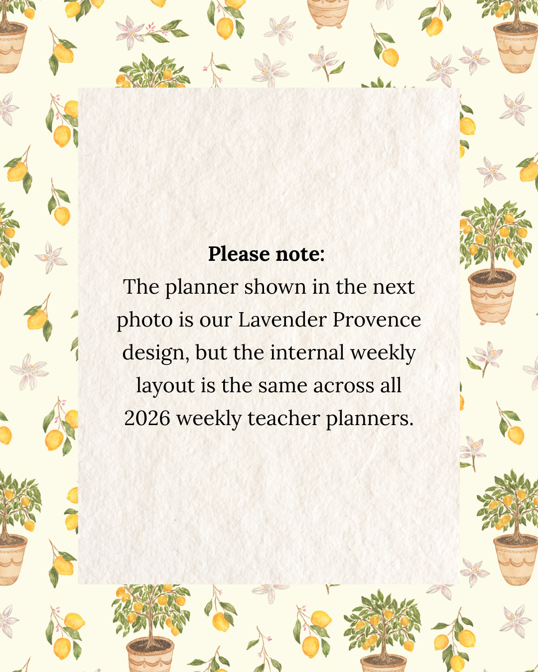 2026 Weekly Teacher Planner | Lemon Buttercream