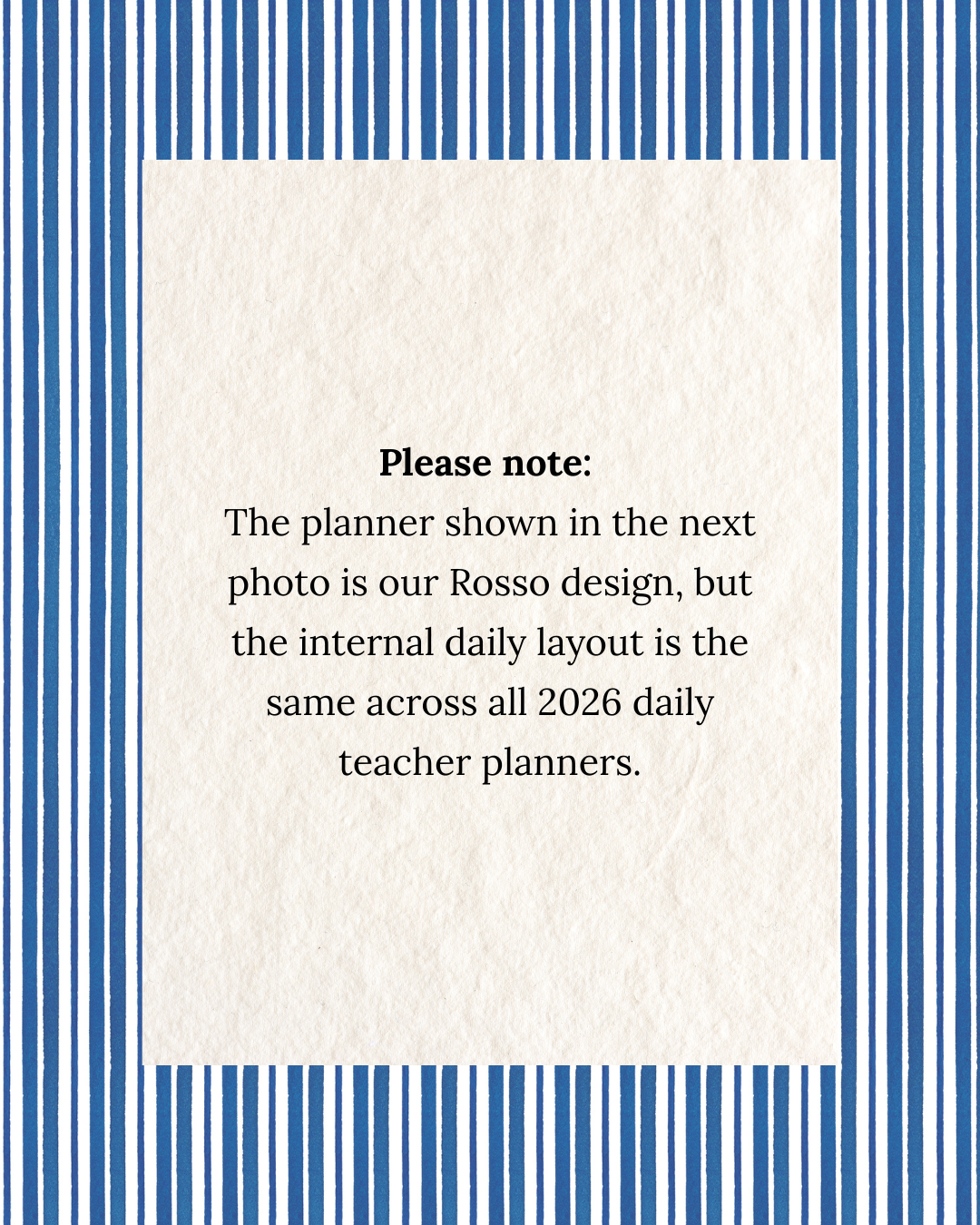 2026 Daily Teacher Planner | Navy Stripe